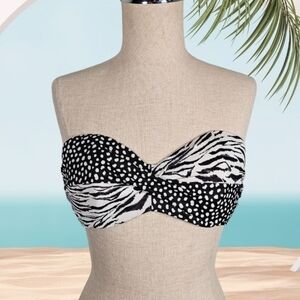 Victoria's Secret Strapless Swim Bra Black and White 34D